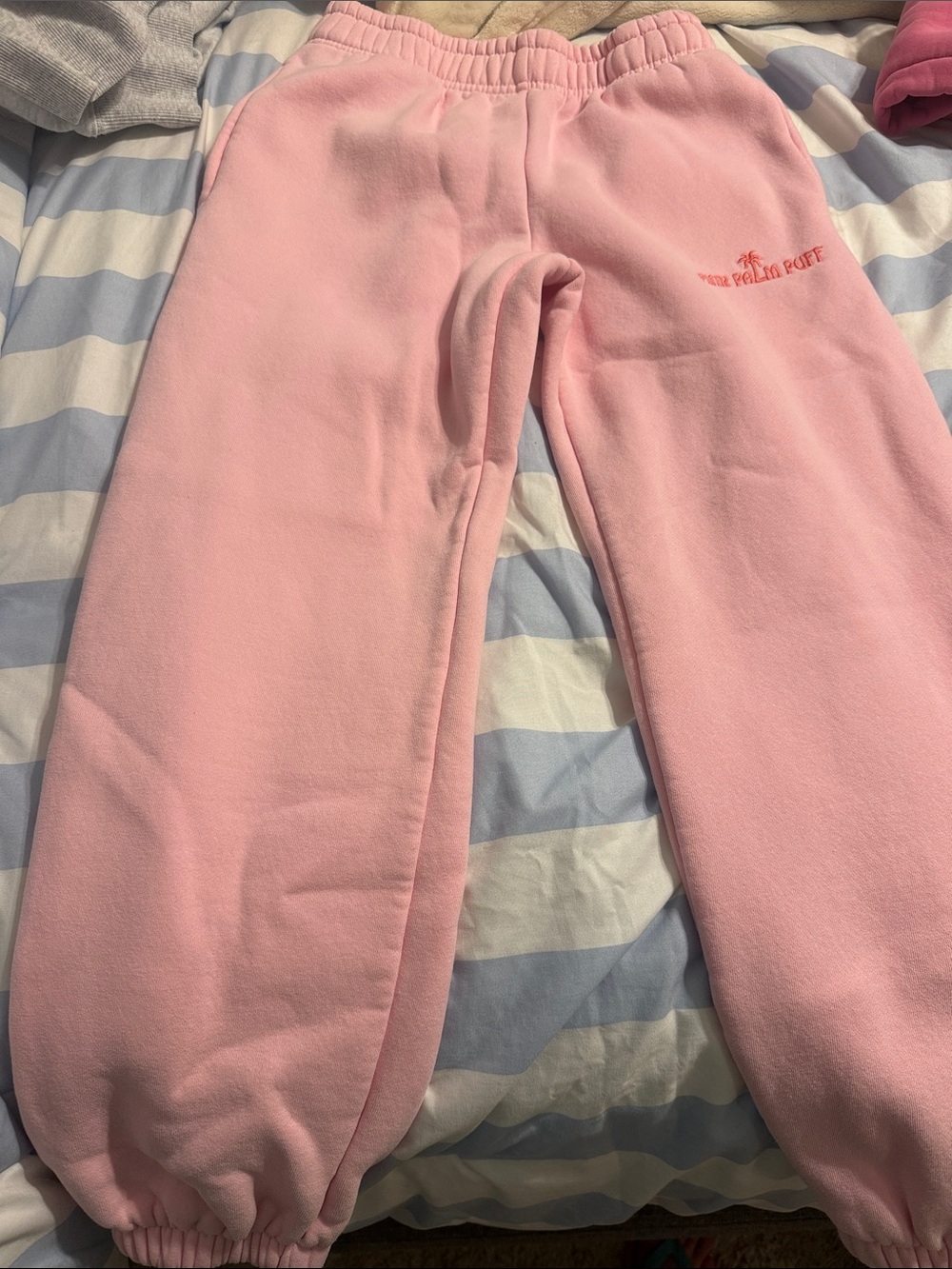 Pink Kids Plush Joggers with Elastic Cuffs